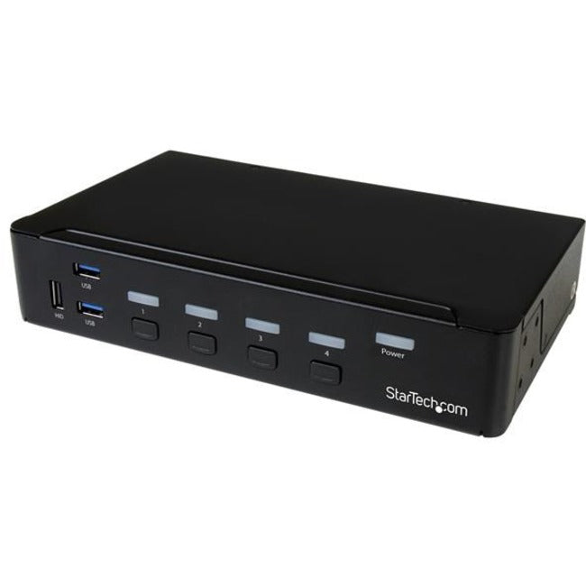 StarTech.com 4-Port DisplayPort KVM Switch - DP KVM Switch with Built-in USB 3.0 Hub for Peripherals - 4K 30 Hz