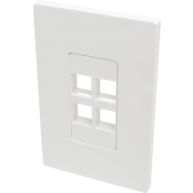 Tripp Lite 4-Port Single-Gang Universal Keystone Wallplate, White