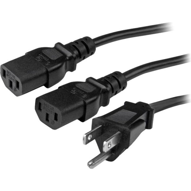 Star Tech.com 10 ft Computer Power Cord - NEMA 5-15P to 2x C13 - C13 Y-Cable - Power Cord Y Splitter Cable - Power 2 monitors at once