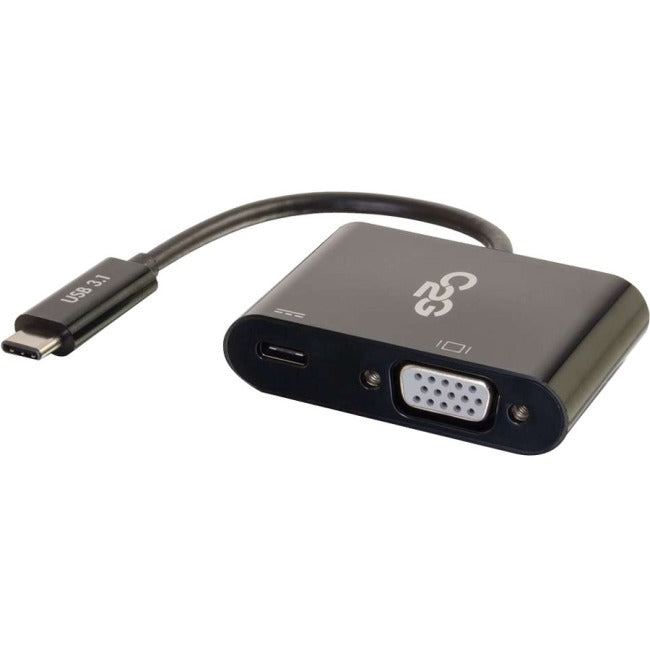 C2G USB-C To VGA Video Adapter Converter With Power Delivery - Black