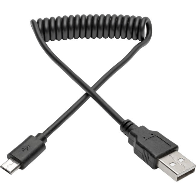 Tripp Lite USB 2.0 Hi-Speed A to Micro-B Coiled Cable (M-M), 3 ft