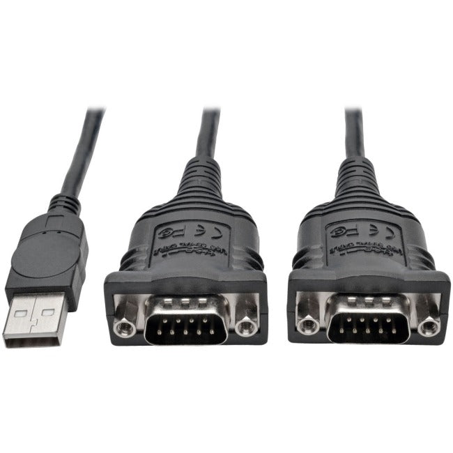 Tripp Lite 2-Port USB to DB9 Serial FTDI Adapter Cable with COM Retention (M-M), 6 ft
