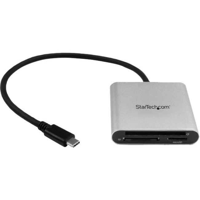 StarTech.com USB 3.0 Flash Memory Multi-Card Reader - Writer with USB-C - SD microSD and CompactFlash Card Reader w- Integrated USB-C Cable