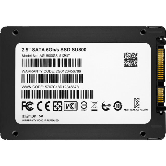 Adata Ultimate SU800 SU800SS 512 GB Solid State Drive - 2.5" Internal - SATA (SATA-600) - Black