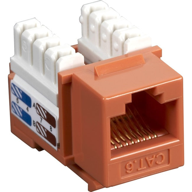 Black Box CAT6 Keystone Jack - Unshielded, RJ45, Orange, 10-Pack