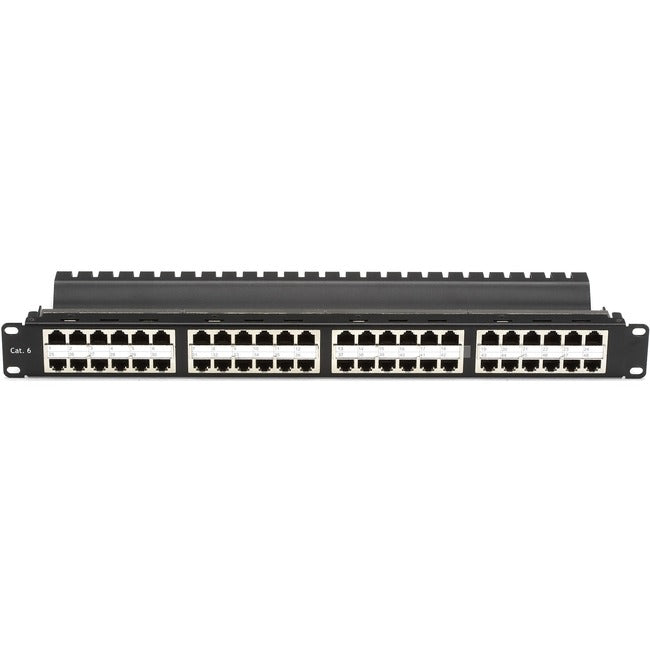 Black Box CAT6 Patch Panel - Feed-Through, High-Density, 1U, Shielded, 48-Port