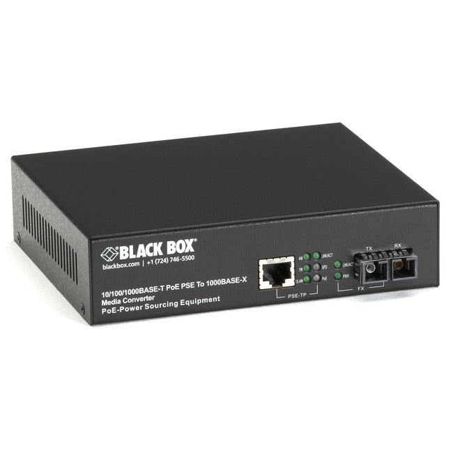 Black Box Gb PoE MED CONV 10-100-1000Mb COP to 1000Mb MM FBR 850nm 550m SC