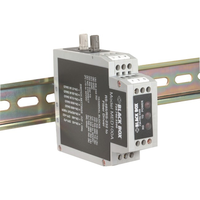 Black Box DIN Rail RS-232-RS-485 To Fiber Driver