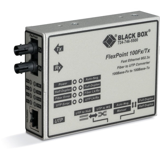 Black Box FlexPoint 100BASE-TX to 100BASE-FX Media Converter