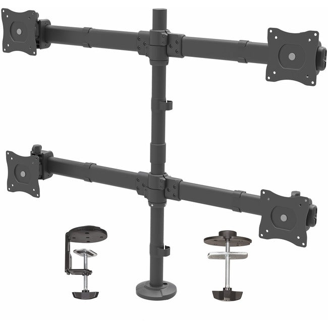 StarTech.com Desk Mount Quad Monitor Arm - 4 VESA Displays up to 27" - Ergonomic Height Adjustable Articulating Pole Mount - Clamp-Grommet