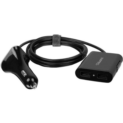 Aluratek 4-Port USB Car Charger with Extended Charging Ports