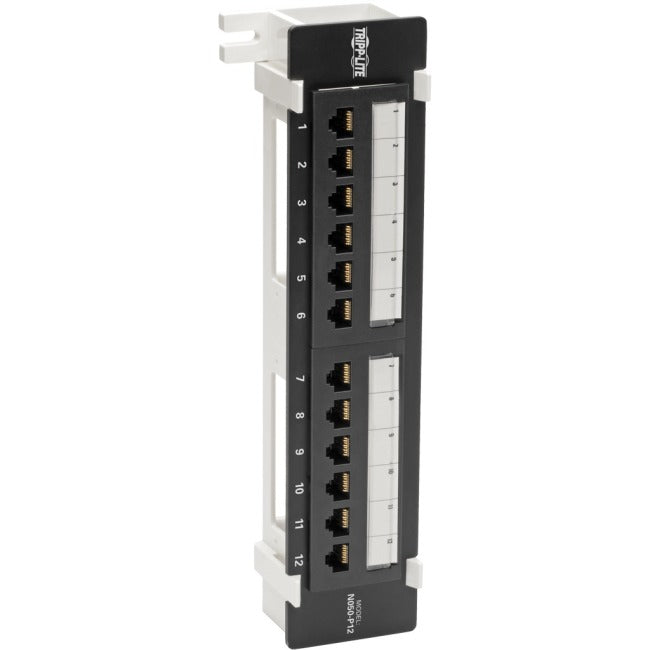 Tripp Lite N050-P12 12-Port Wall-Mount Cat5e Patch Panel - PoE+ Compliant