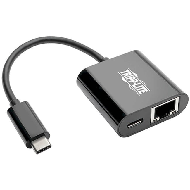 Tripp Lite USB-C to Gigabit Network Adapter with USB-C PD Charging - Thunderbolt 3, Black