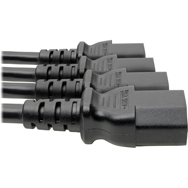 Tripp Lite Y Splitter Computer Power Cord, 10A, 18 AWG (C14 to 4x C13), Black, 18 in.