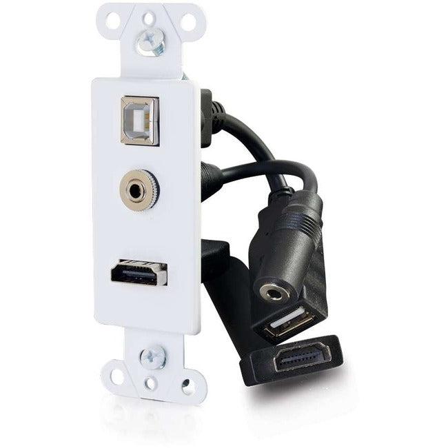 C2G Decorative HDMI Wall Plate with USB and 3.5mm White