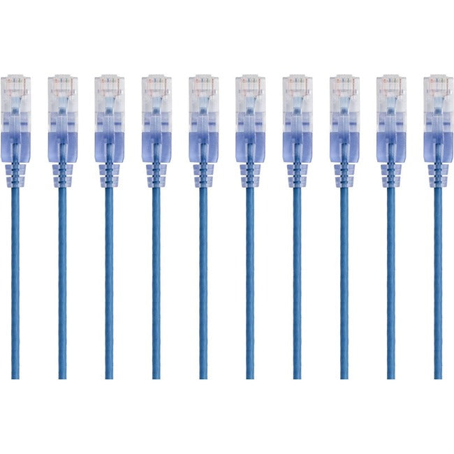 Monoprice 10-Pack, SlimRun Cat6A Ethernet Network Patch Cable, 5ft Blue