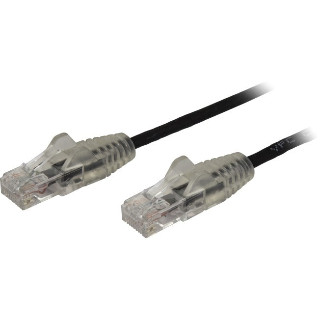 StarTech.com 1 ft CAT6 Cable - Slim CAT6 Patch Cord - Black- Snagless RJ45 Connectors - Gigabit Ethernet Cable - 28 AWG - LSZH (N6PAT1BKS)