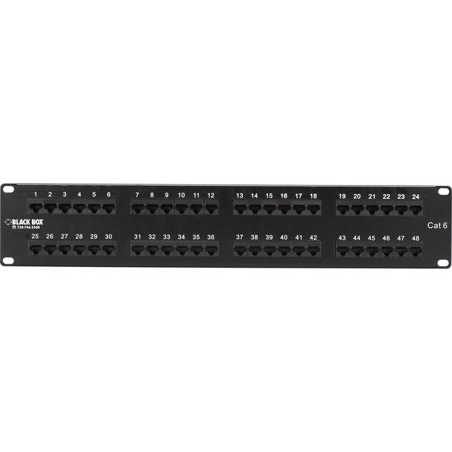 Black Box CAT6 Patch Panel, Punchdown - 2U, Unshielded, 48-Port