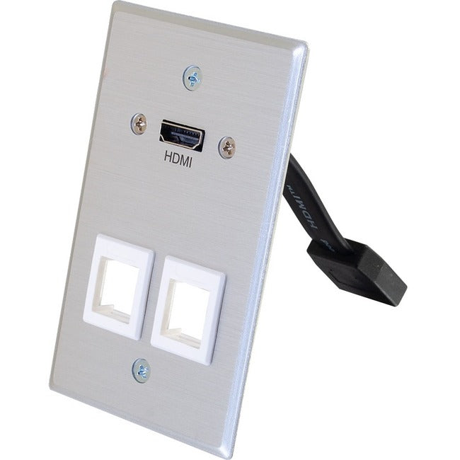 C2G HDMI Pass Through Single Gang Wall Plate with Two Keystones - Aluminum