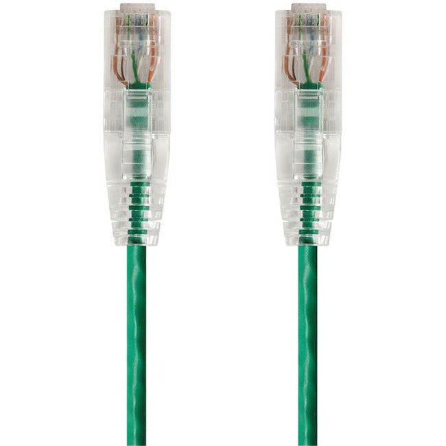 Monoprice SlimRun Cat6 28AWG UTP Ethernet Network Cable, 1ft Green