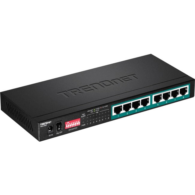 TRENDnet 8-Port Gigabit Long Range Poe+ Switch; TPE-LG80;65W Poe Budget; Ethernet-Network Switch; Long-Range Poe+ Extends Range Up to 200M (656 ft.); 16 Gbps Switching Capacity; Lifetime Protection