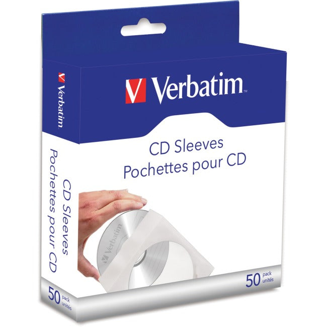 Verbatim CD-DVD Paper Sleeves with Clear Window - 50pk Box