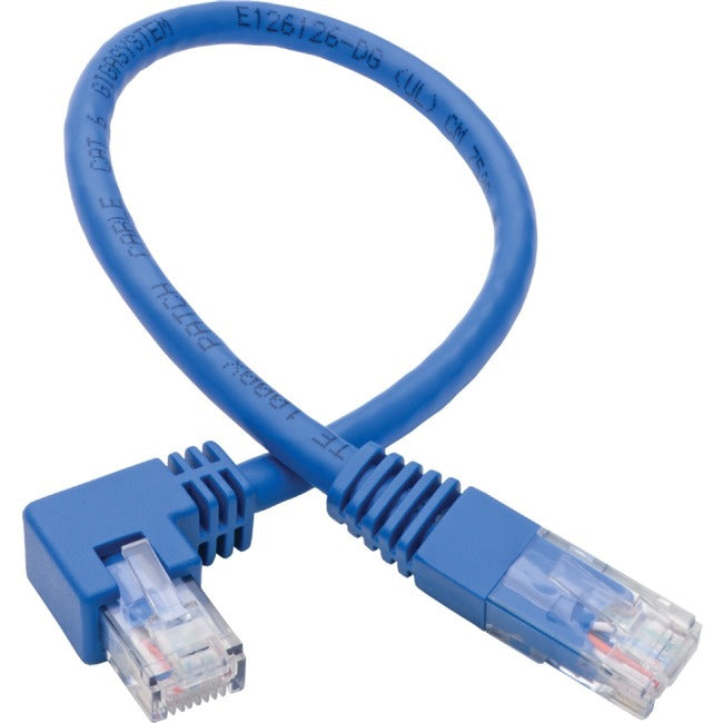 Tripp Lite Up-Angle Cat6 UTP Patch Cable (RJ45) - 1 ft., M-M, Gigabit, Molded, Blue