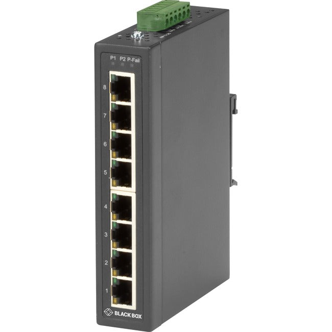 Black Box Industrial 10-100-Mbps Ethernet Switch - Unmanaged, Extreme Temperature, 8-Port