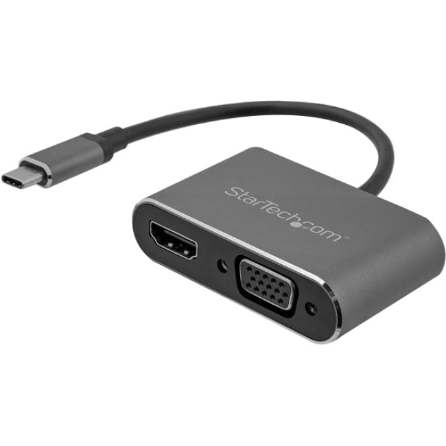 StarTech.com USB C to VGA and HDMI Adapter - Aluminum - USB-C Multiport Adapter - 6 in - 15.24 cm Built-In Cable