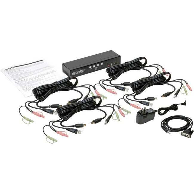 Tripp Lite 4-Port HDMI-USB KVM Switch with Audio-Video and USB Peripheral Sharing