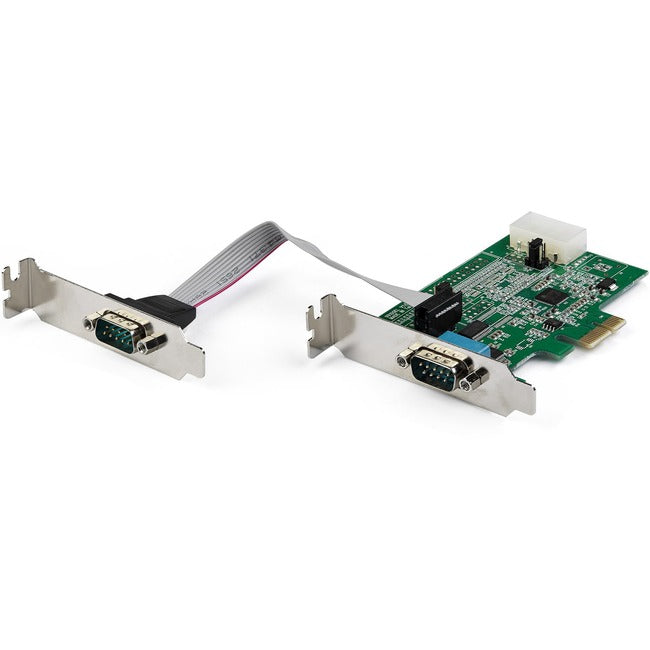 StarTech.com 2-port PCI Express RS232 Serial Adapter Card - PCIe Serial DB9 Controller Card 16950 UART - Low Profile - Windows and Linux