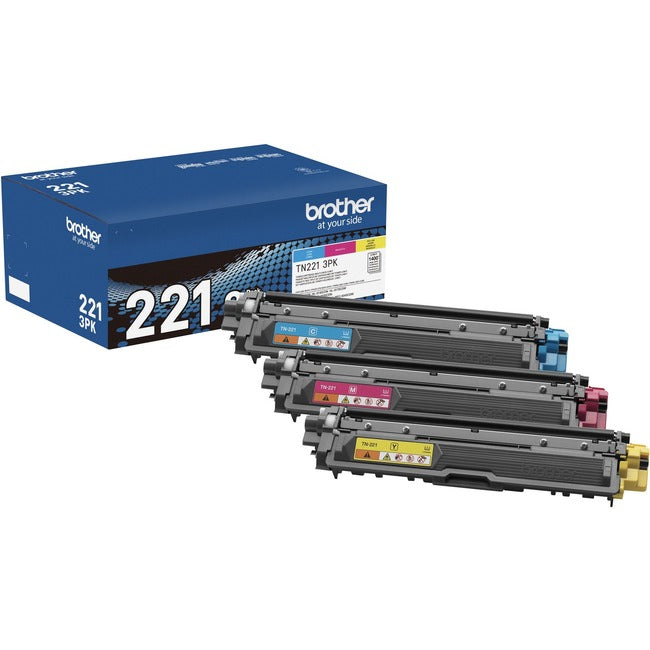 Brother TN221 Original Standard Yield Laser Toner Cartridge - Multi-pack - Cyan, Magenta, Yellow - 3 - Box