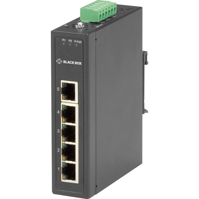 Black Box Industrial 10-100-Mbps Ethernet Switch - Unmanaged, Extreme Temperature, 5-Port