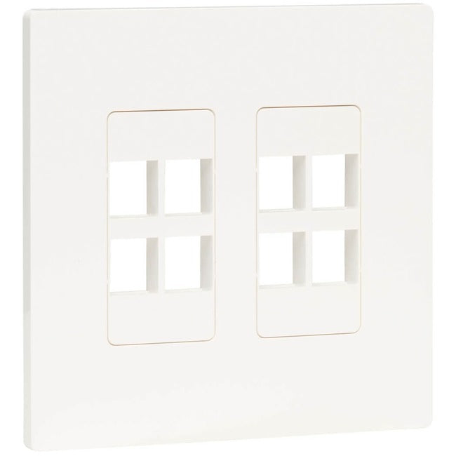 Tripp Lite 8-Port Keystone Double-Gang Faceplate, White, TAA