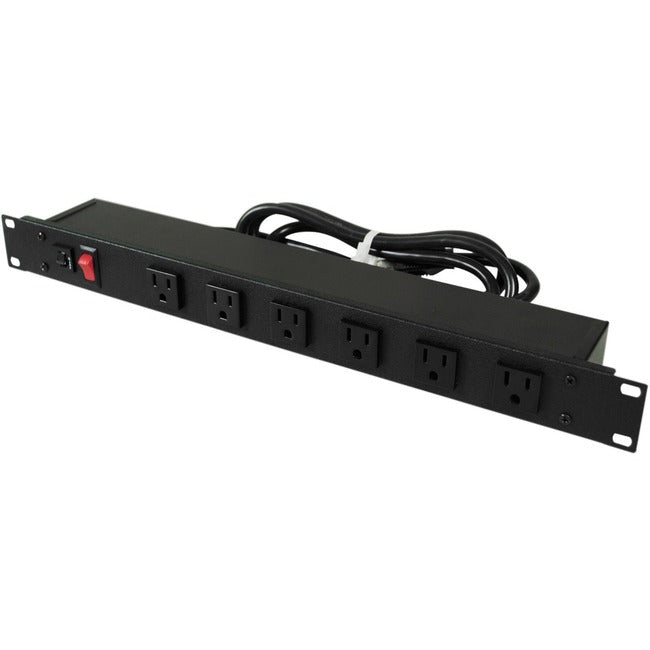 Wiremold Rack Mount 120V-15A-6 Front 90 Degree O-L -Lighted Switch-6' Cord