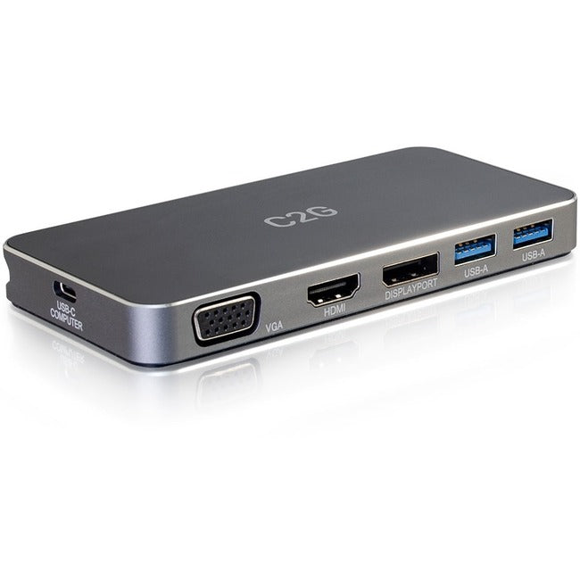 C2G USB C MST Docking Station with HDMI, DP, VGA, 65W Power Delivery- 4K