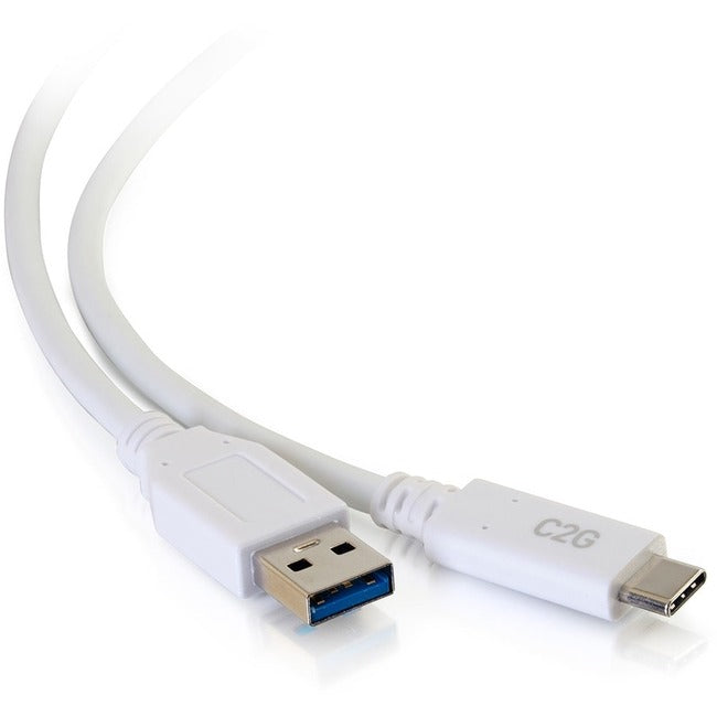 C2G 6ft USB 3.0 Type C to USB A - USB Cable White M/M