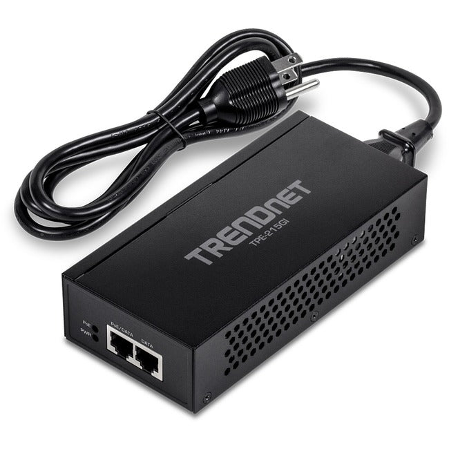 TRENDnet 2.5G PoE+ Injector, TPE-215GI, PoE (15.4W) or PoE+ (30W), Converts a non-PoE Port to a PoE+ 2.5G Port, 2.5GBASE-T Compliant, Integrated Power Supply, Network a PoE device up to 100m (328 ft.)