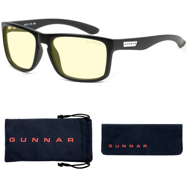 Gunnar Optiks Blue Light Blocking Gaming and Computer Eyewear- Intercept- Amber Tint, Onyx Frame - Onyx Frame-Amber Lens