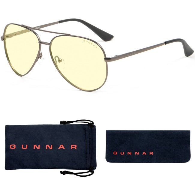 GUNNAR Gaming & Computer Glasses - Maverick, Gunmetal, Amber Tint