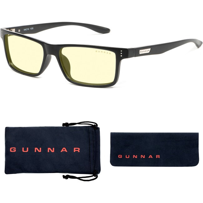 GUNNAR Gaming & Computer Glasses - Vertex, Onyx, Amber Tint, GUNNAR-Focus