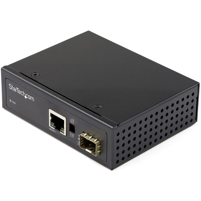 StarTech.com Industrial Fiber to Ethernet Media Converter - 1Gbps SFP to RJ45-CAT6 - SM-MM Fiber to Copper Gigabit Network IP-30 12V Input