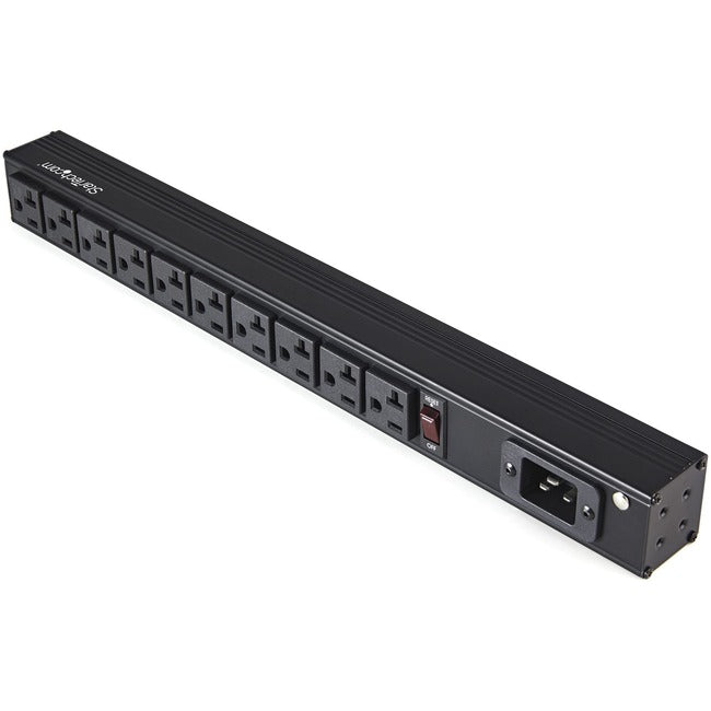 StarTech.com 10 Outlet Rack Mount Power Strip 125V-16 Amp, 1U Horizontal 19" Rackmount PDU, NEMA 5-20P Input, 10x NEMA 5-15-20R Outlets