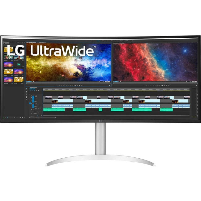 LG Ultrawide 38WP85C-W 37.5" UW-QHD+ Curved Screen LCD Monitor - 21:9 - Silver, White